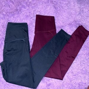 Bundle 2 Girlfriend Collective Leggings High Rise Stretch Teal & Burgundy nwot